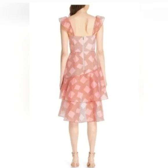 Alice + Olivia Angelita Ruffle  Midi Dress Pink Size 0 NWOT - Picture 7 of 12
